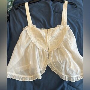 Free People Cream Eyelet Ruffle Babydoll Cami
